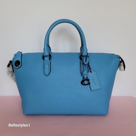 COACH Cara Pebbled Leather Satchel -Pool Color ⭐ - Picture 5 of 16